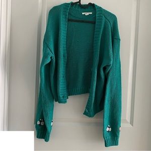 O’Neill floral design sweater cardigan XL green